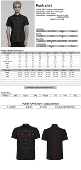 WY-1761CDM Edgy Black Short Sleeve Grommet Punk Shirts for Men